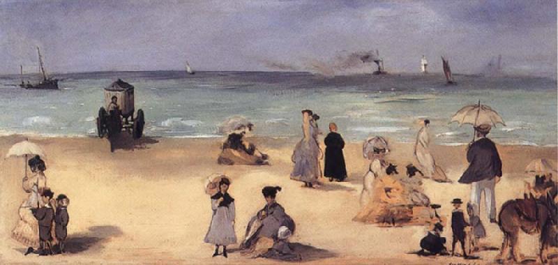Edouard Manet On the Beach,Boulogne-sur-Mer oil painting image